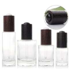 Glass Bottle with Wood Push-button Pipette Cap